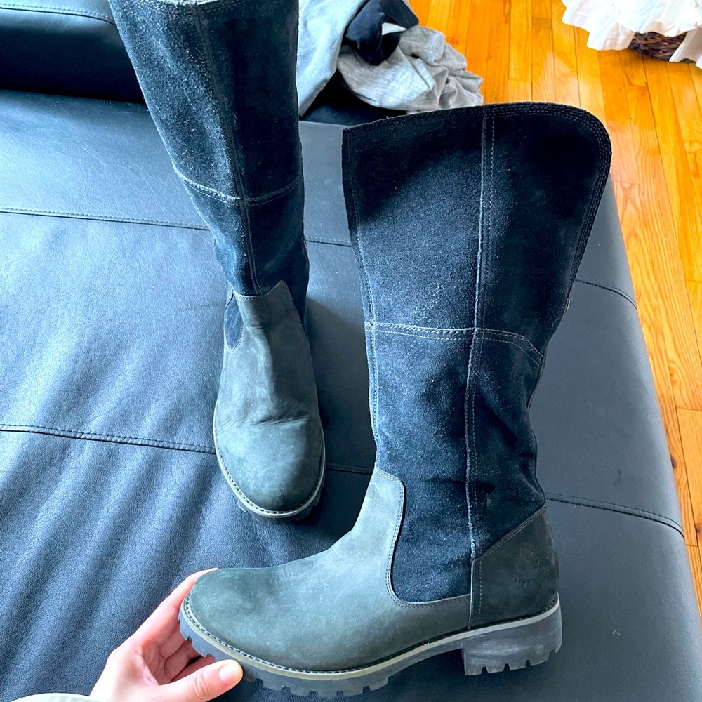 ☀️Timberland Waterproof Leather mid calf winter rain tall boots outdoor zip 9.5